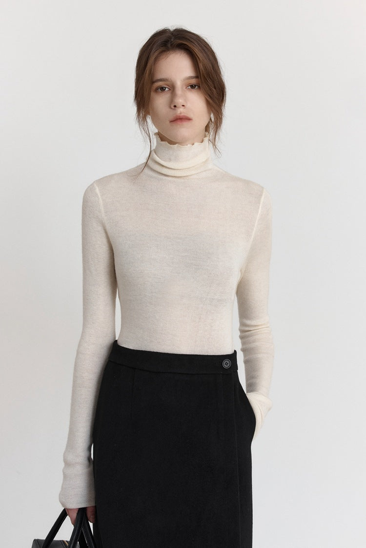 Wool Stretch Slim-Fit Turtleneck Sweater-CALLISTARI