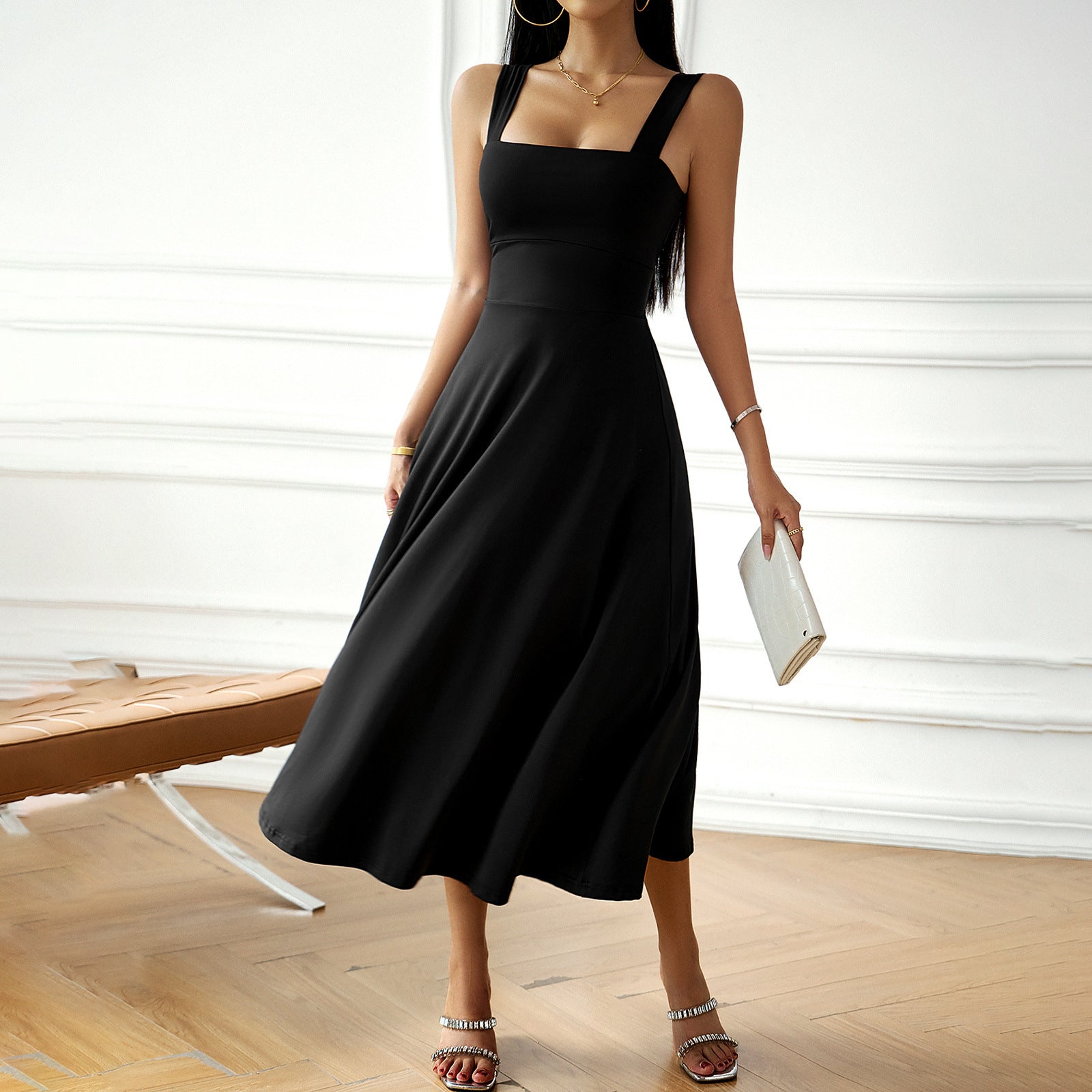 Brooklyn Square Neck Midi Dress-CALLISTARI