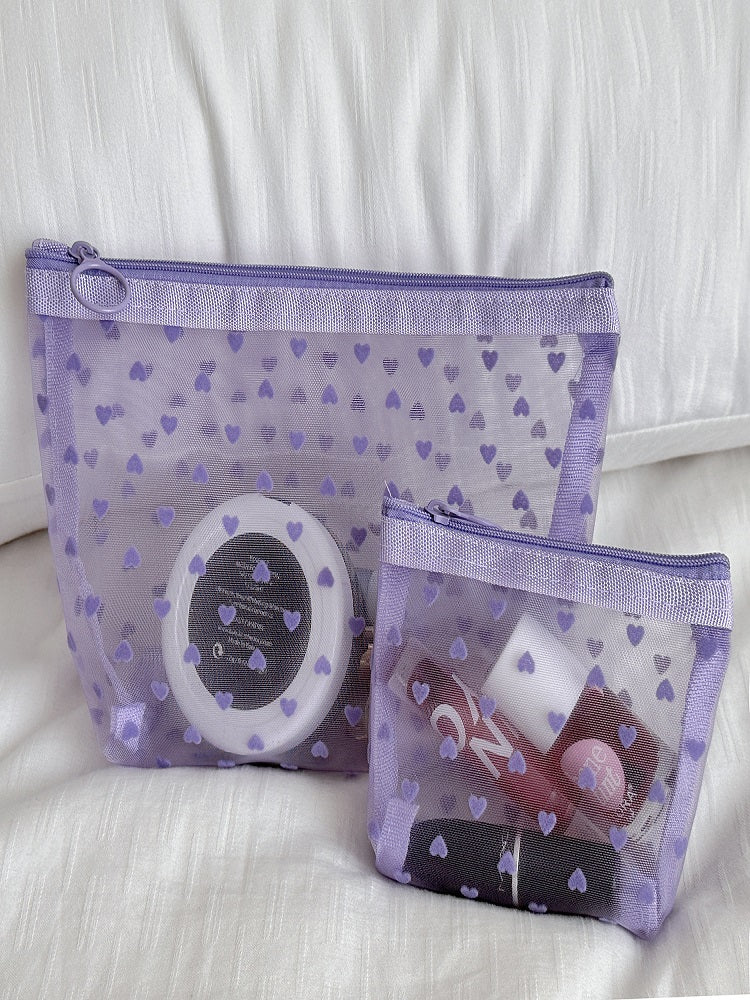 Purple Transparent Heart Makeup Bag-CALLISTARI