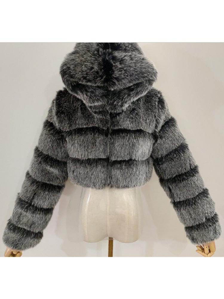 Hooded Faux Fur Bubble Coat-CALLISTARI