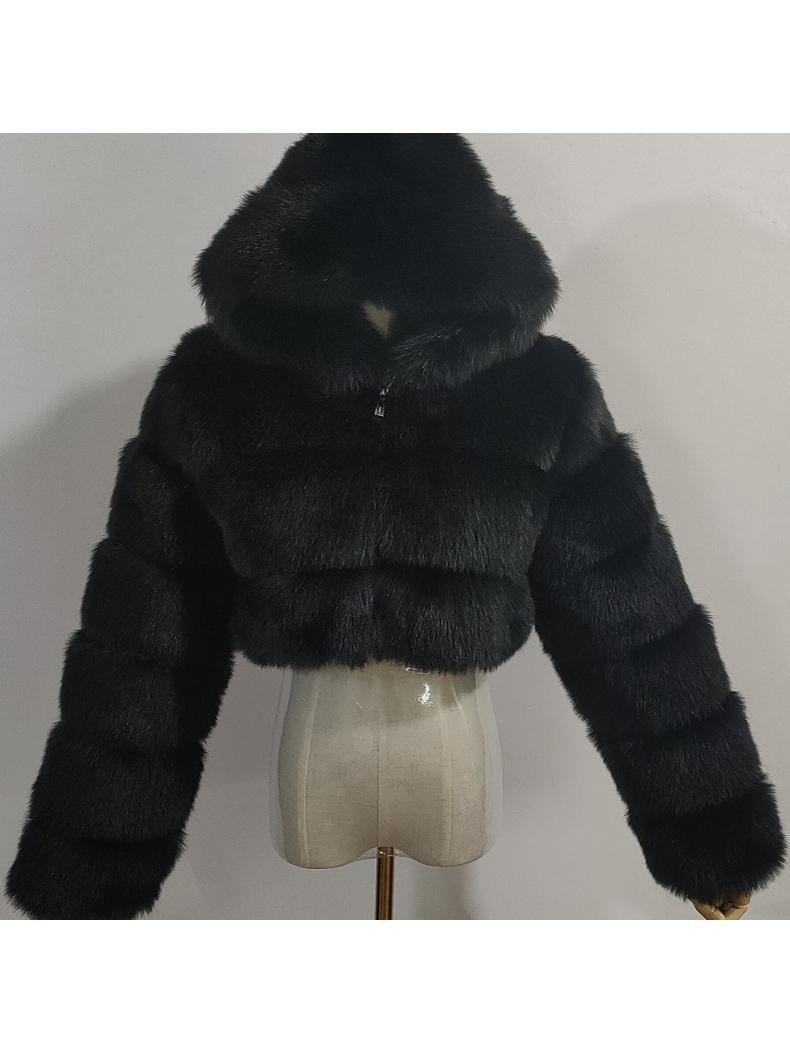 Hooded Faux Fur Bubble Coat-CALLISTARI