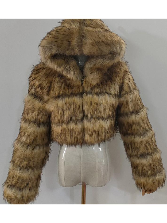 Hooded Faux Fur Bubble Coat-CALLISTARI
