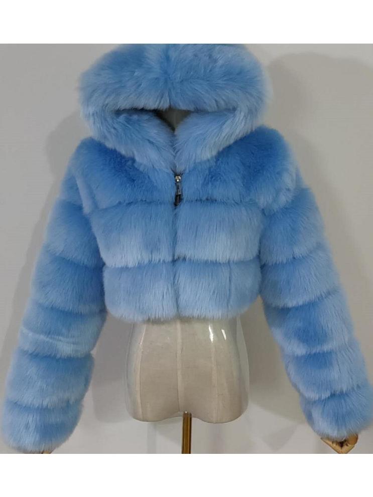 Hooded Faux Fur Bubble Coat-CALLISTARI