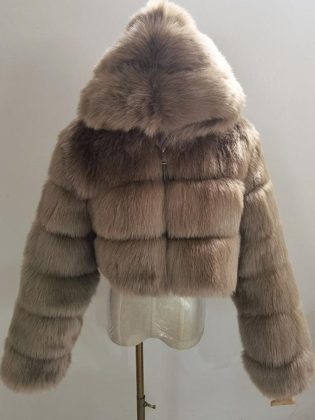 Hooded Faux Fur Bubble Coat-CALLISTARI