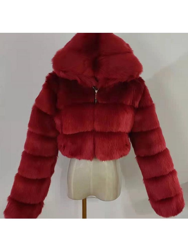 Hooded Faux Fur Bubble Coat-CALLISTARI
