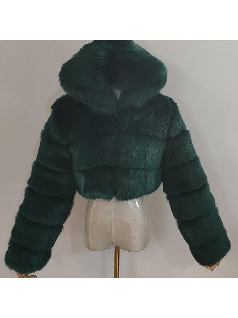 Hooded Faux Fur Bubble Coat-CALLISTARI