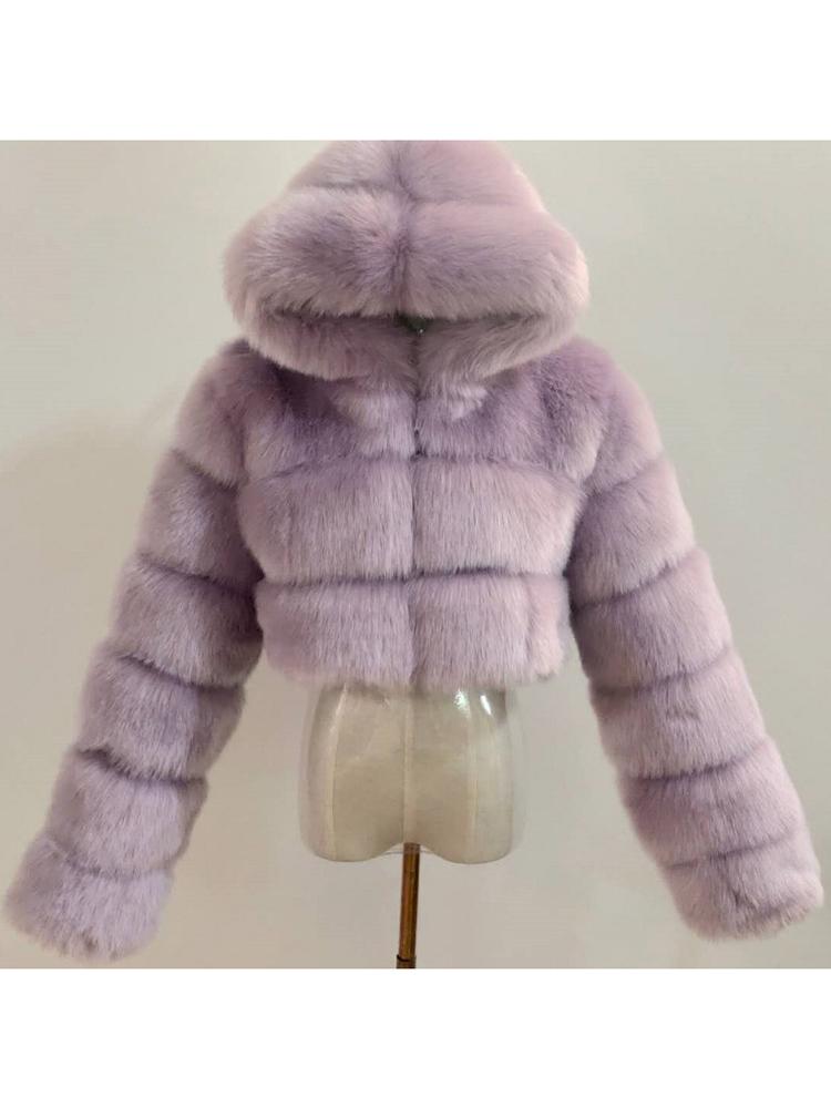 Hooded Faux Fur Bubble Coat-CALLISTARI