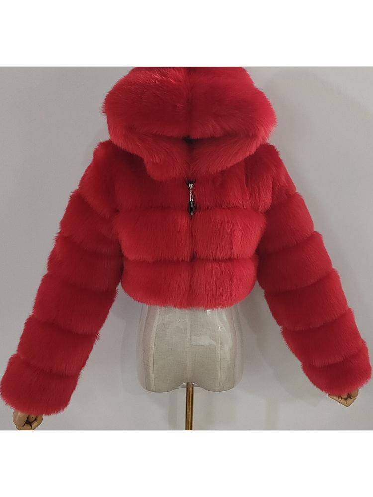 Hooded Faux Fur Bubble Coat-CALLISTARI