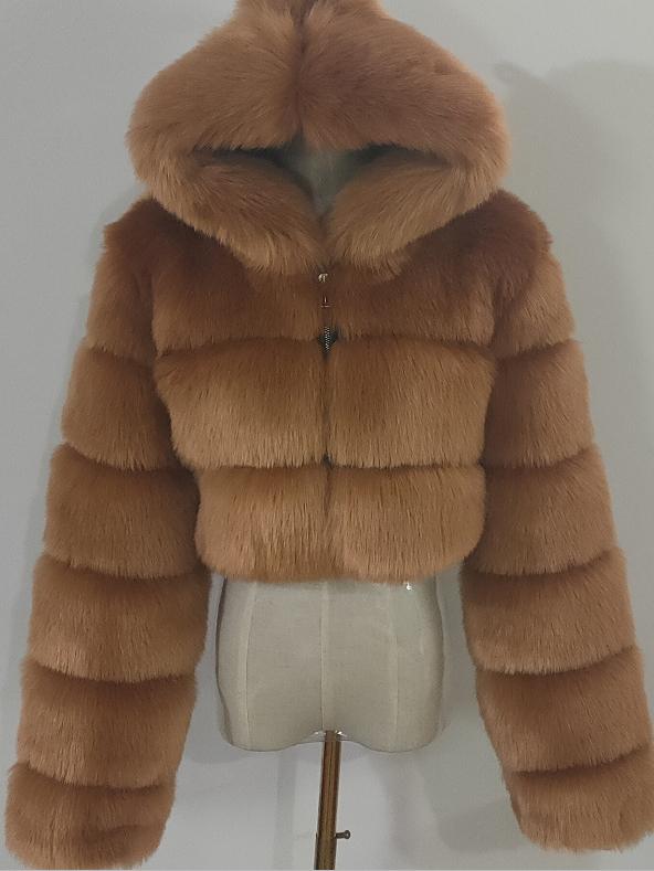 Hooded Faux Fur Bubble Coat-CALLISTARI