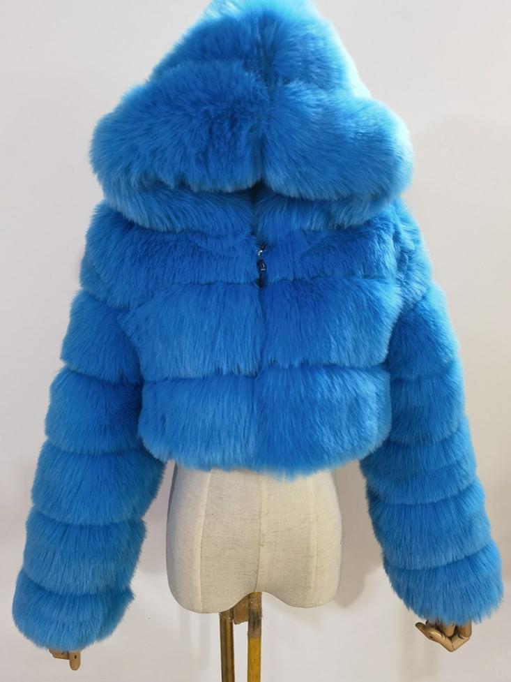 Hooded Faux Fur Bubble Coat-CALLISTARI