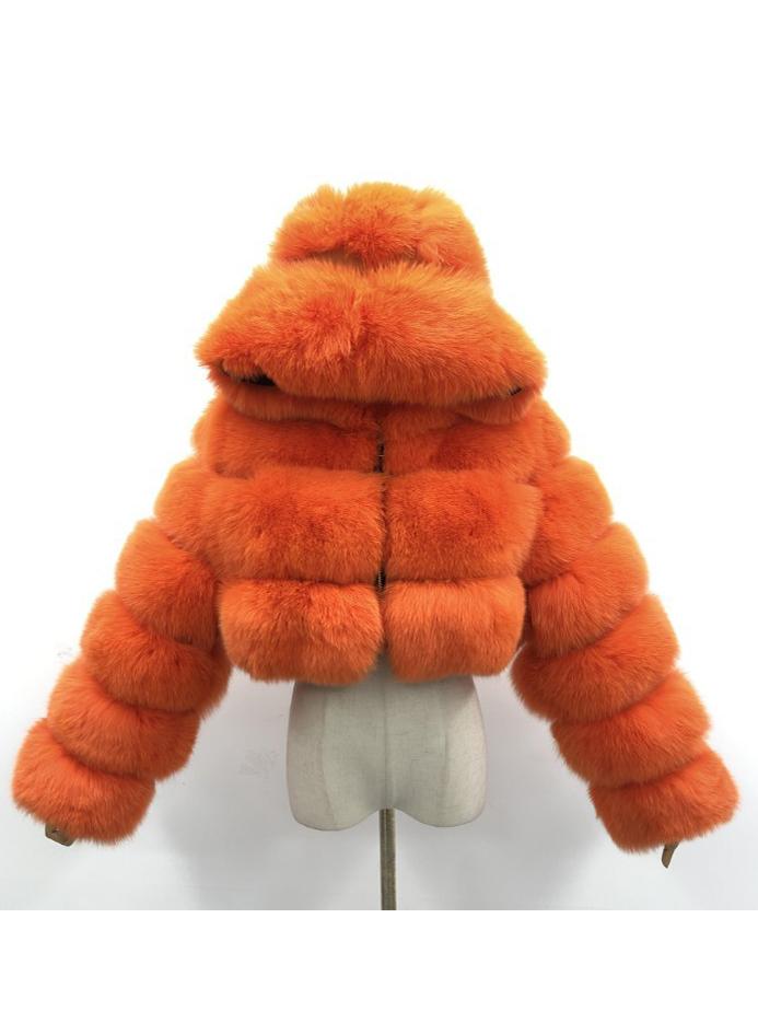 Hooded Faux Fur Bubble Coat-CALLISTARI