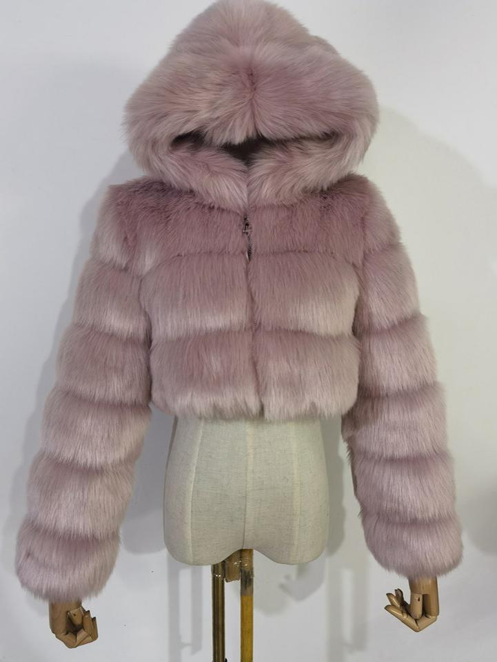 Hooded Faux Fur Bubble Coat-CALLISTARI