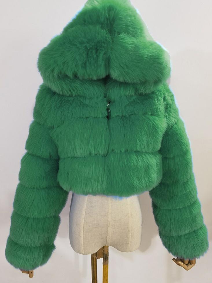 Hooded Faux Fur Bubble Coat-CALLISTARI