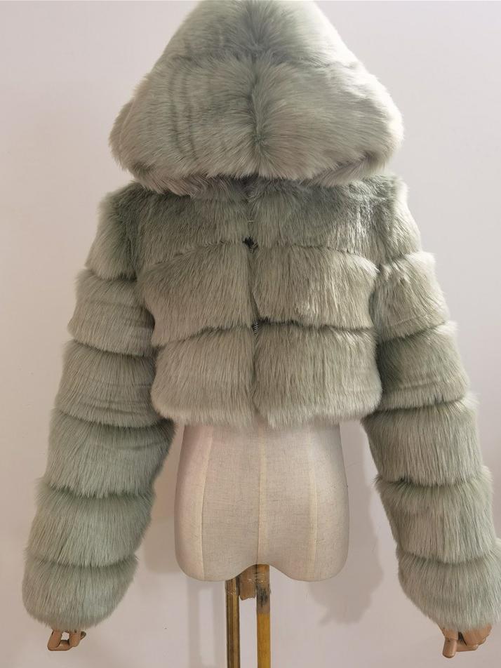 Hooded Faux Fur Bubble Coat-CALLISTARI