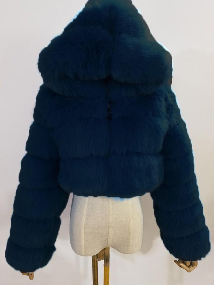 Hooded Faux Fur Bubble Coat-CALLISTARI