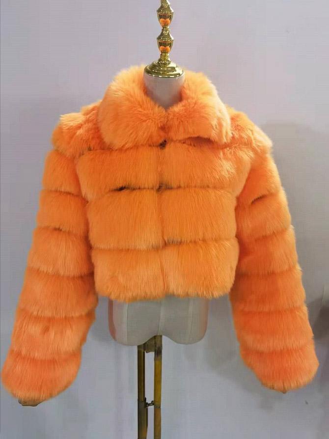 Collar Faux Fur Bubble Coat-CALLISTARI