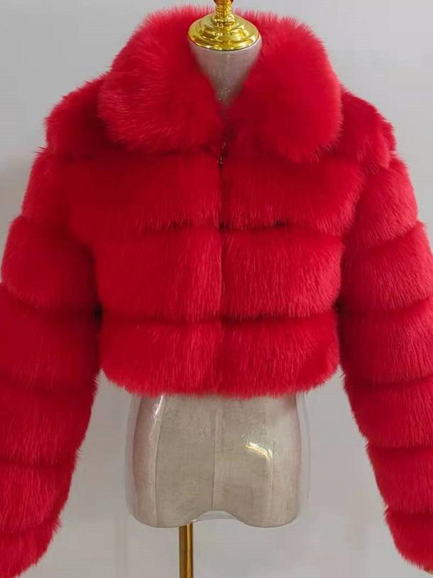Collar Faux Fur Bubble Coat-CALLISTARI