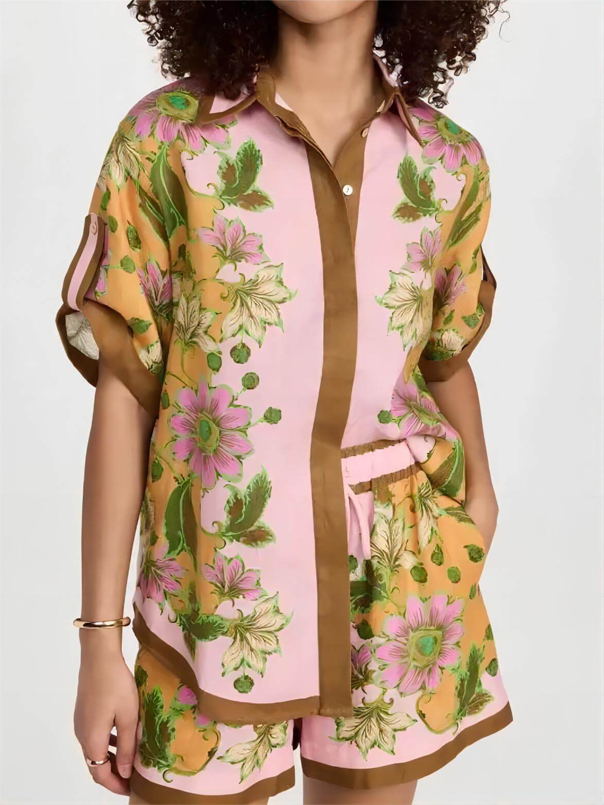 Retro Floral Loose Shorts Set-CALLISTARI