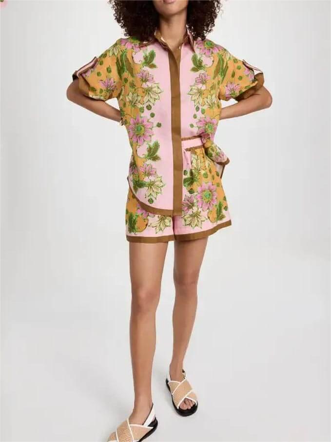 Retro Floral Loose Shorts Set-CALLISTARI