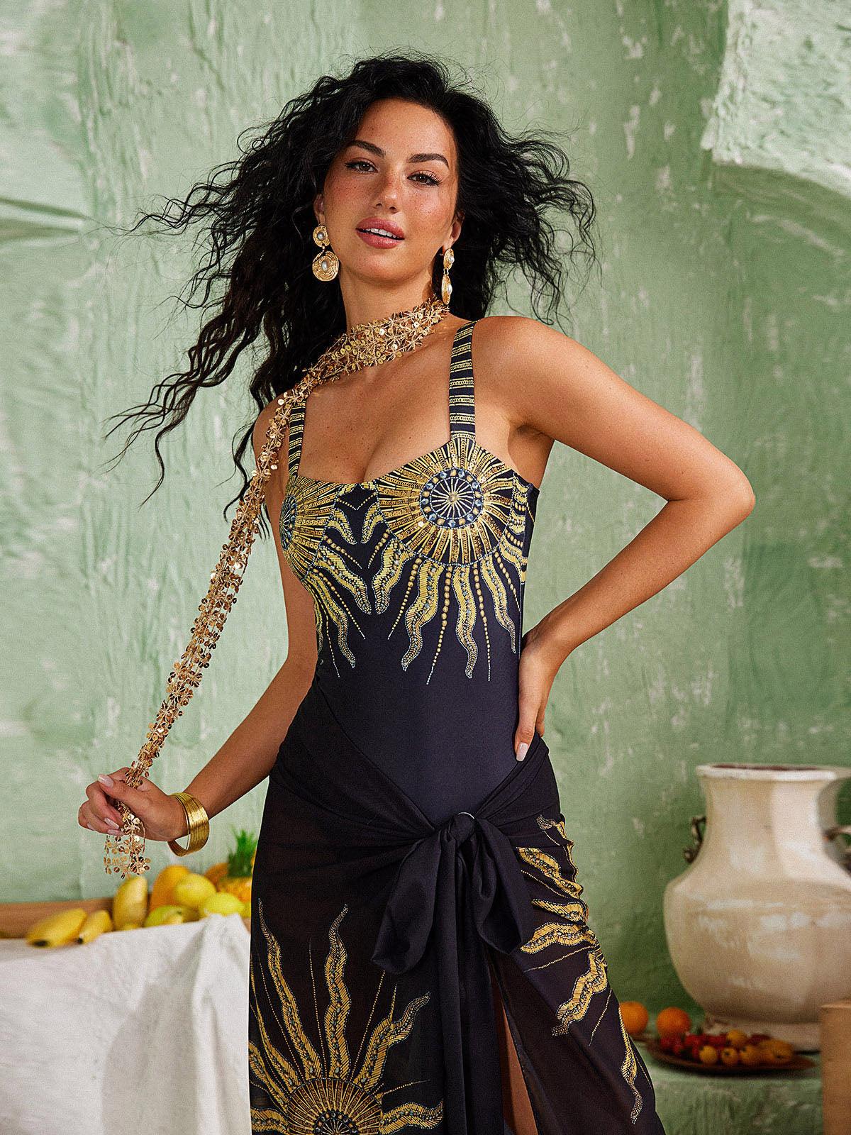 Rayya Sunflower Sequin Swimwear Two Piece Set - Mew Mews