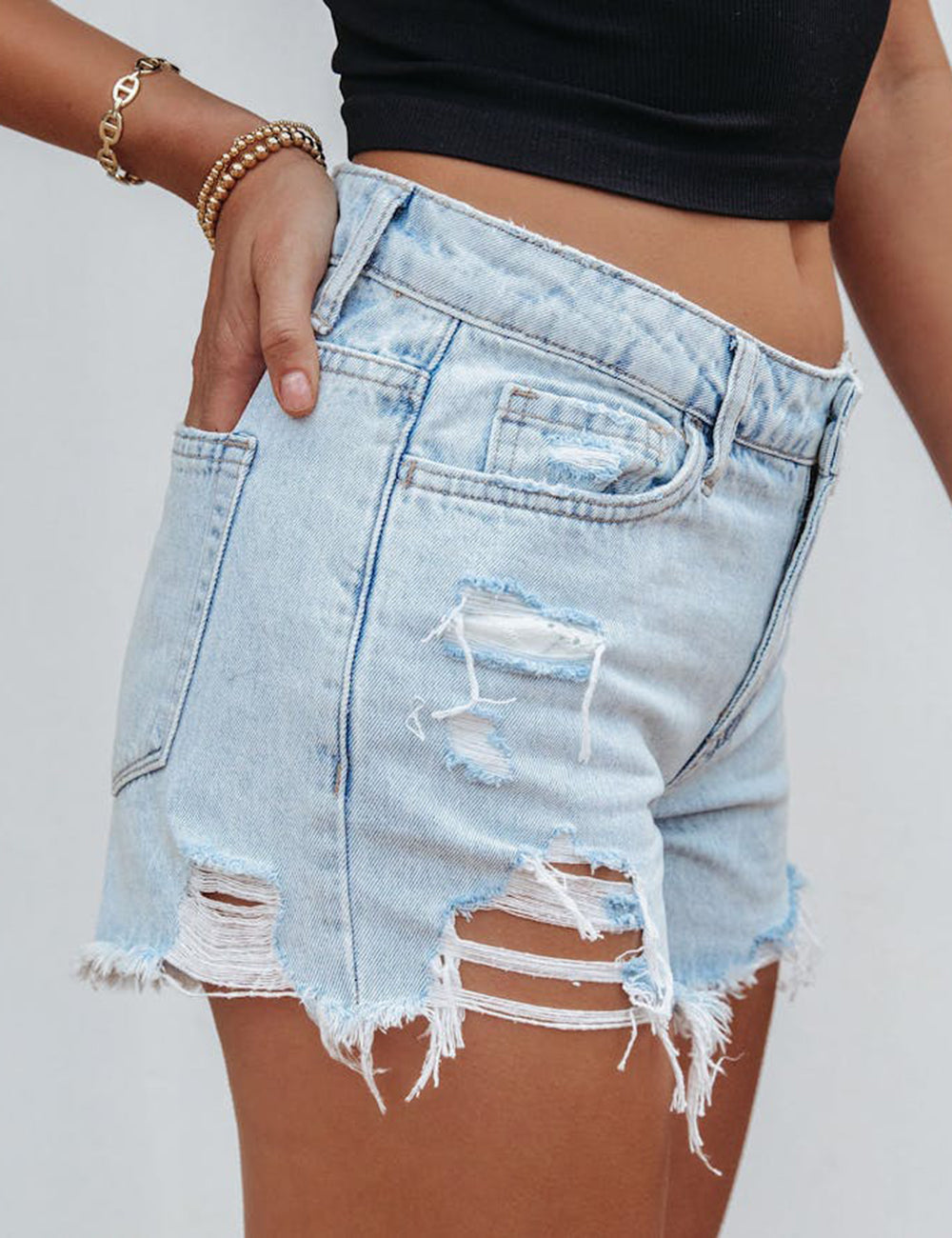 Rebecca High Rise Distressed Shorts-CALLISTARI