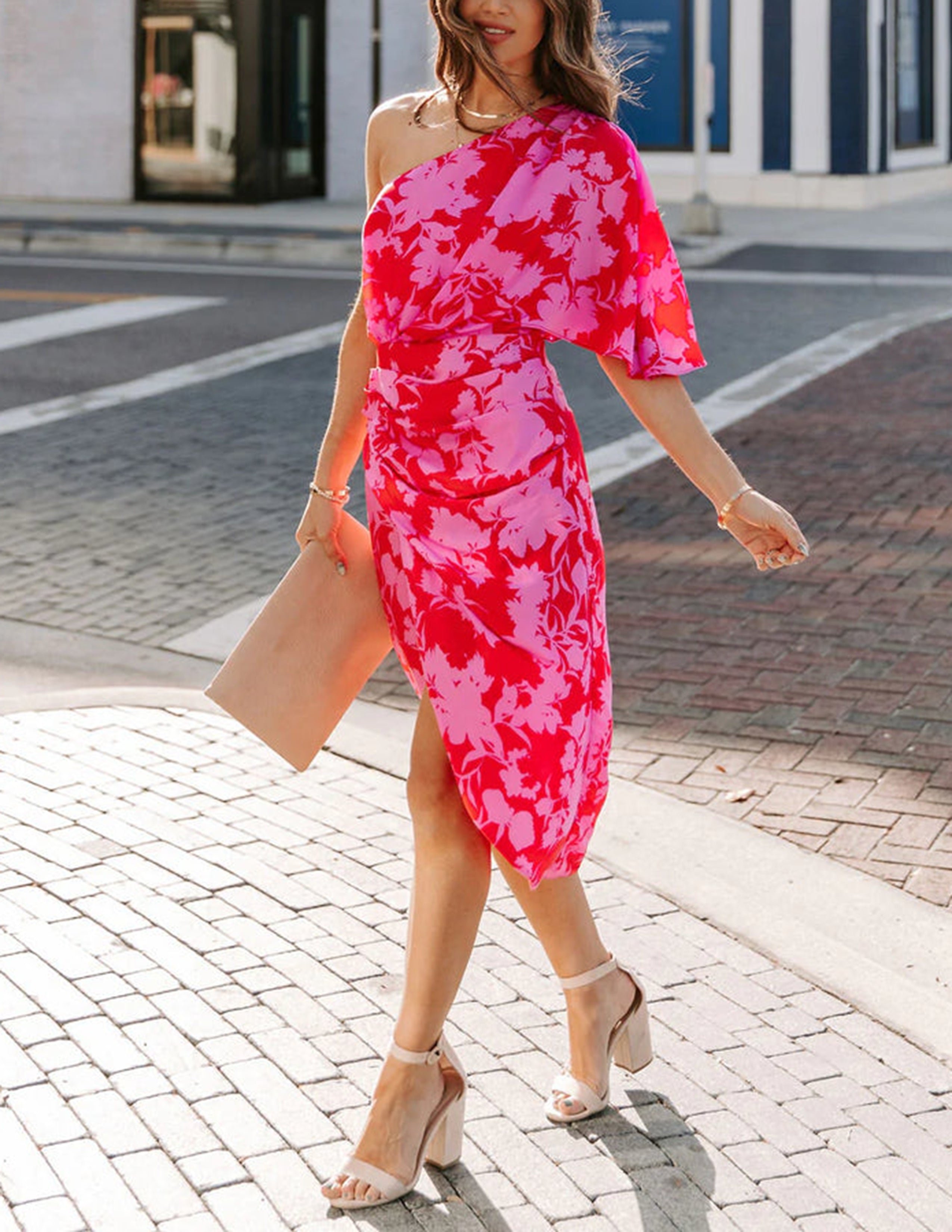 Rilee One Shoulder Midi Dress-CALLISTARI