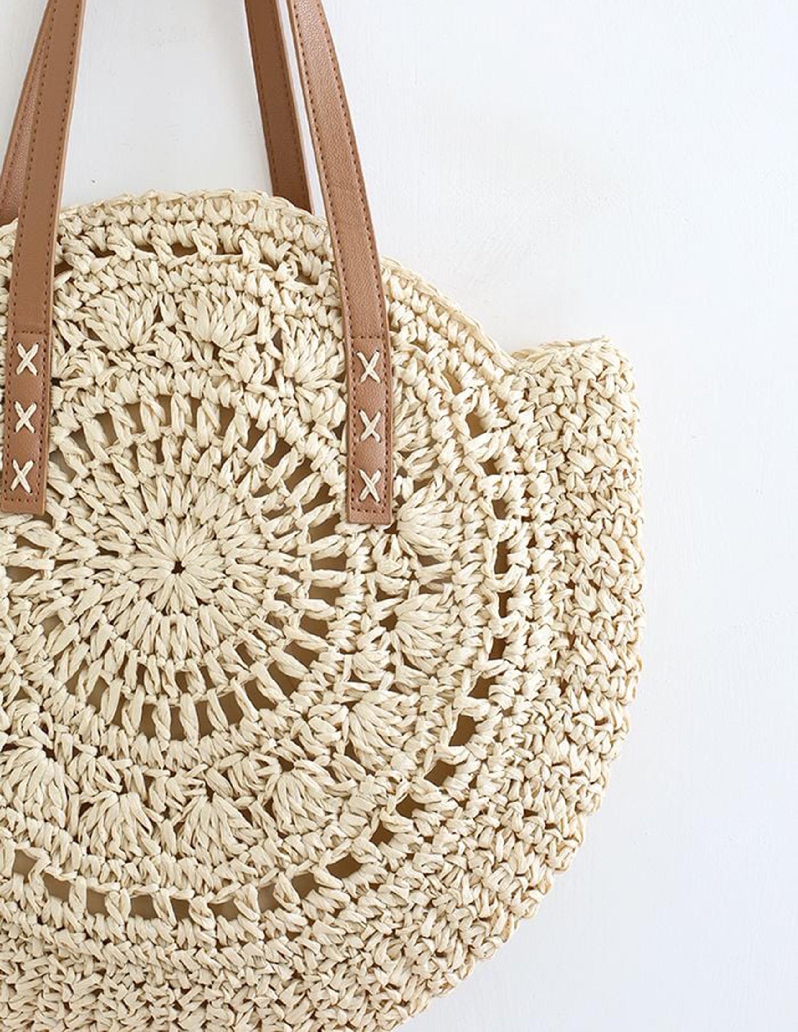 Round Straw Tote Bag-CALLISTARI