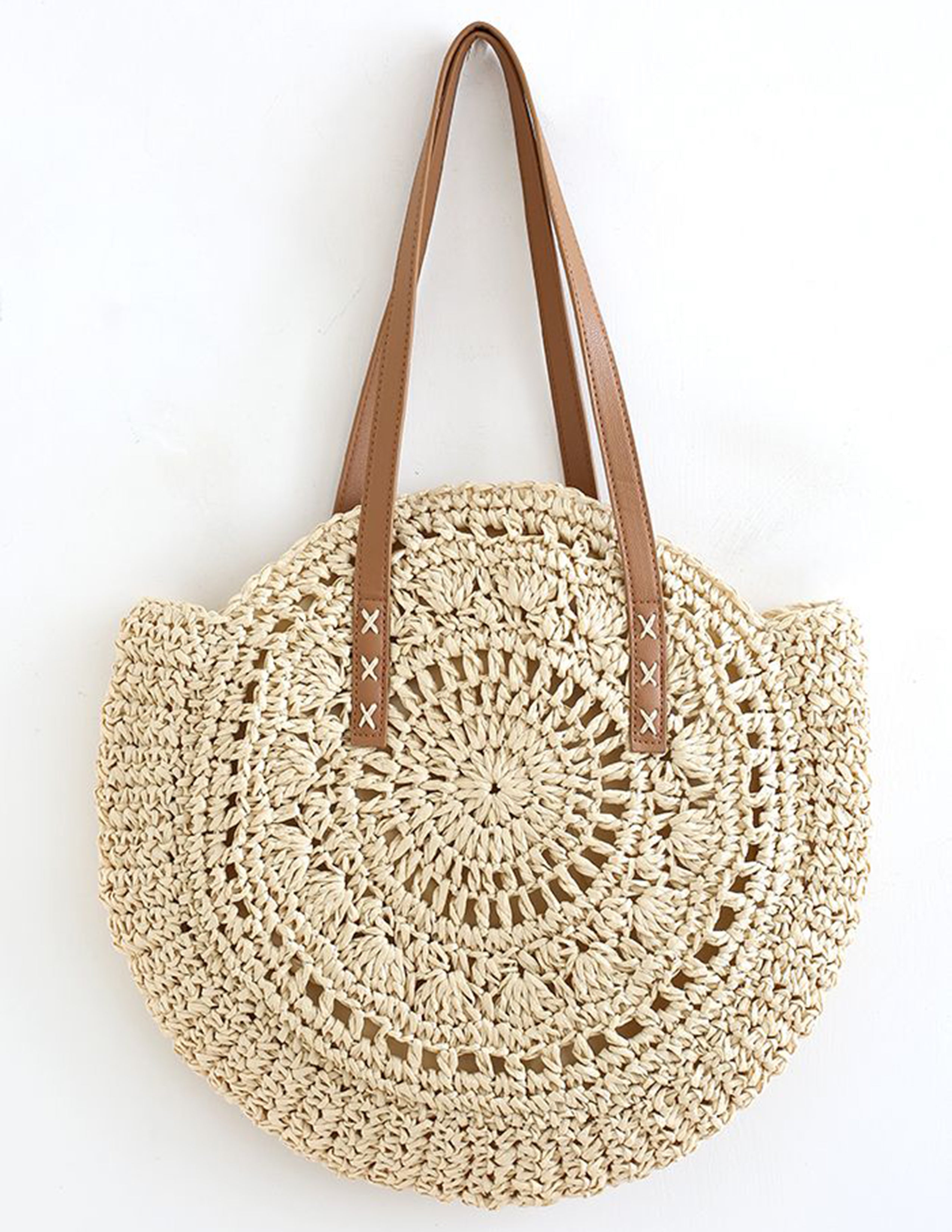 Round Straw Tote Bag-CALLISTARI