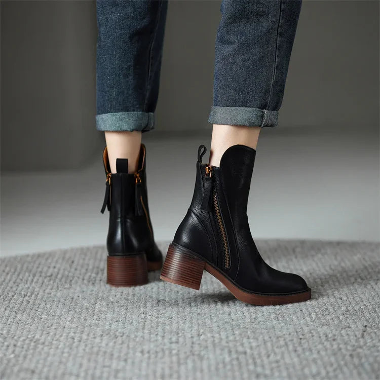 Addison | Leather Ankle Boots with Zip-CALLISTARI