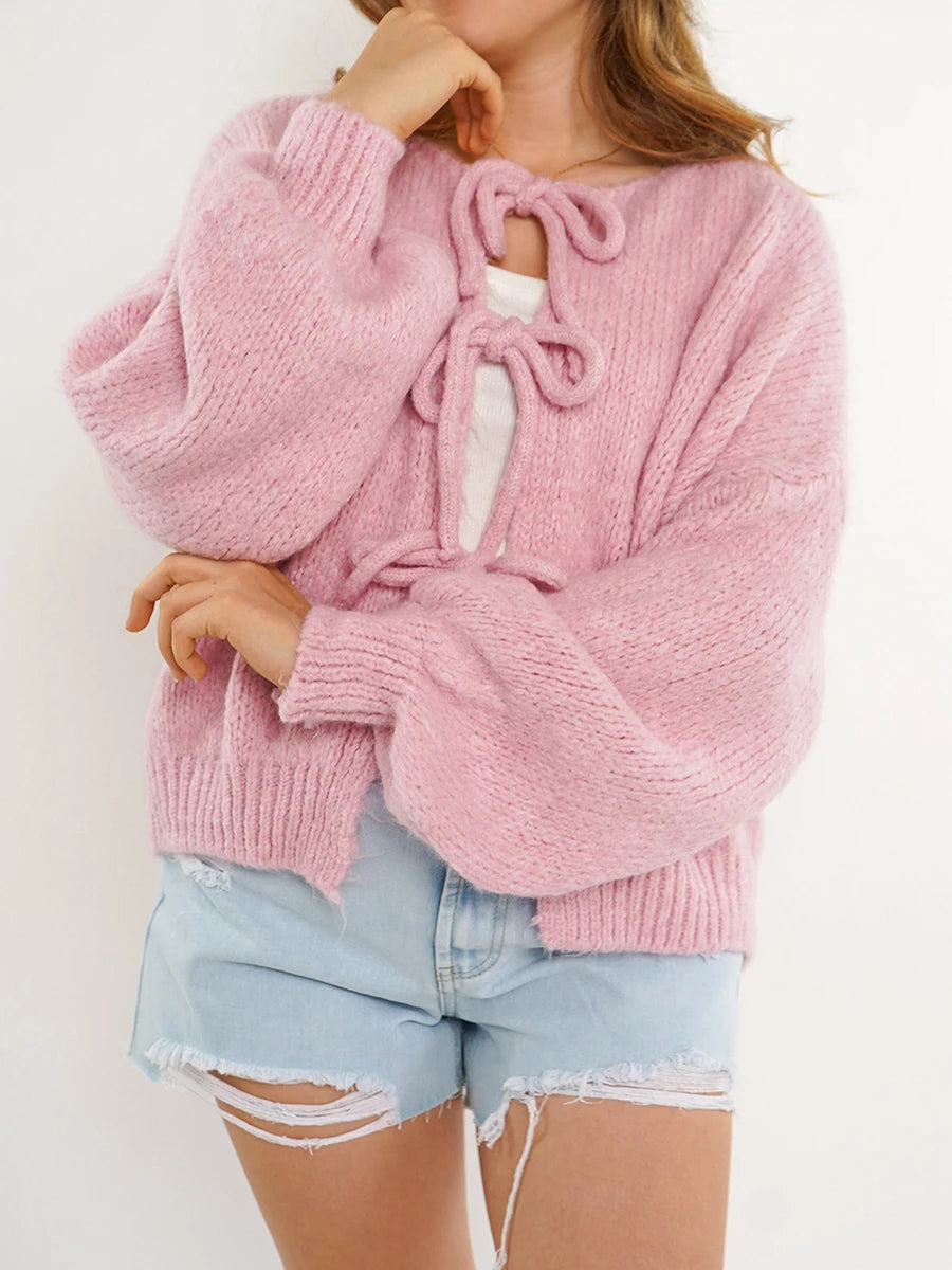  Open Front Knitted Sweater