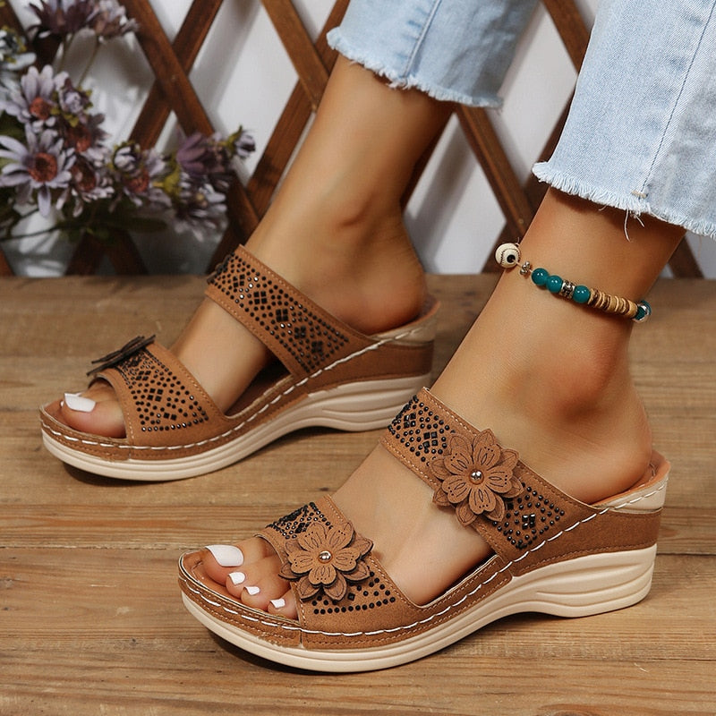 Flower Wedge Sandals-CALLISTARI