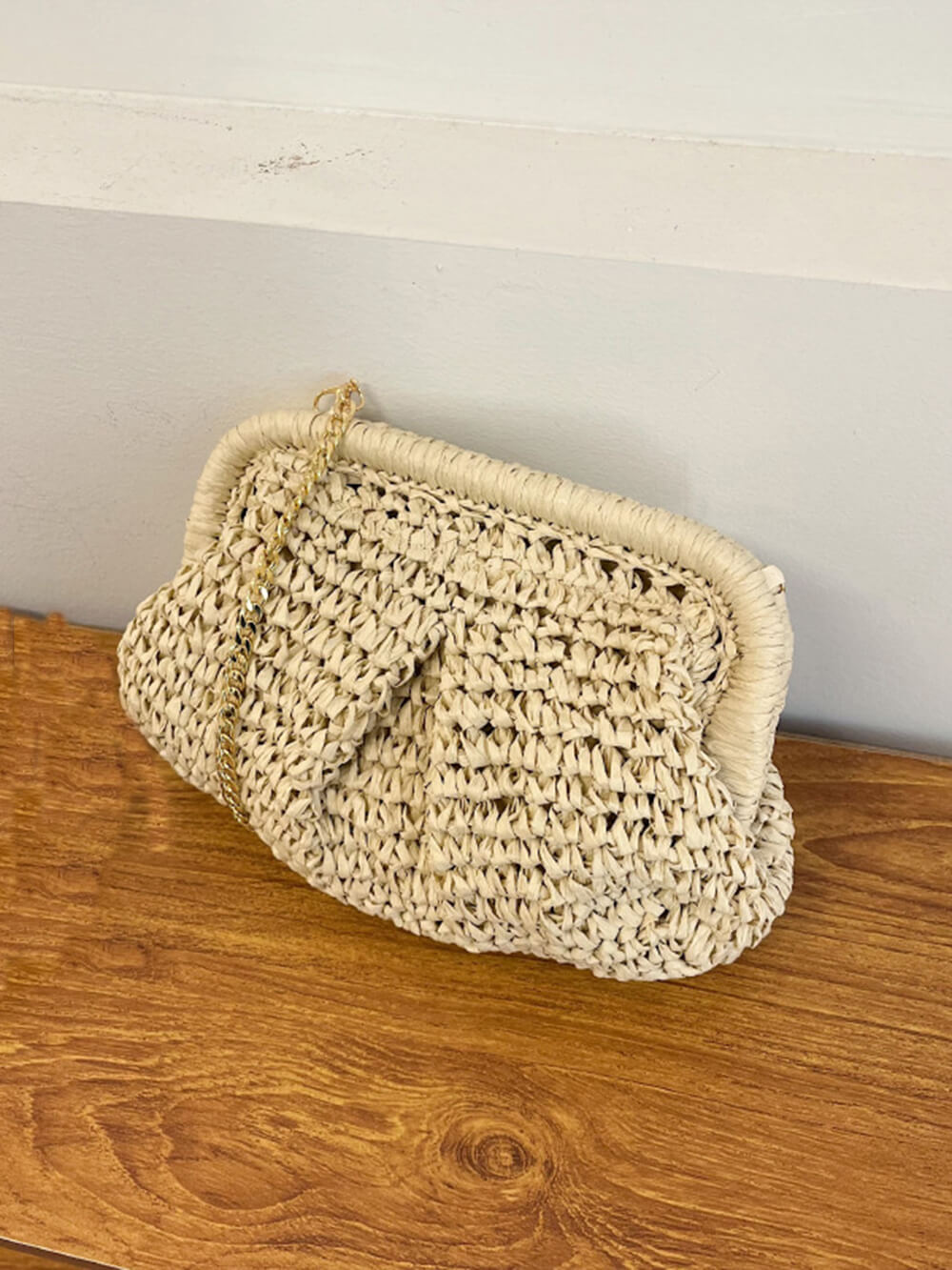 Straw Niche Design Chain Shoulder Crossbody Clutch Bag-CALLISTARI