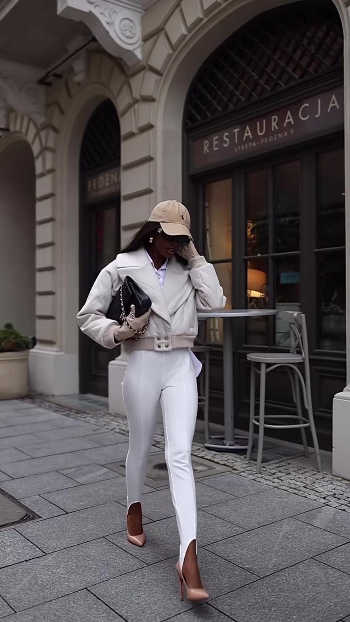 Designer white short winter coat