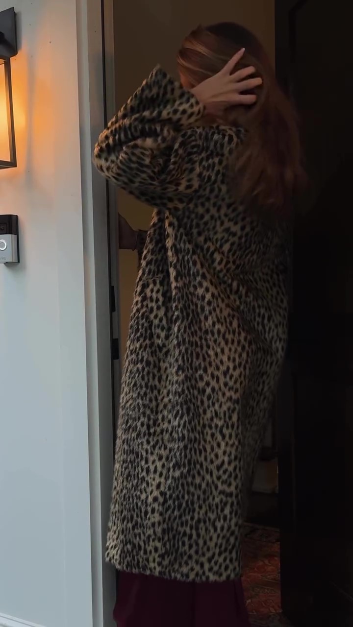 Designer leopard print winter coat