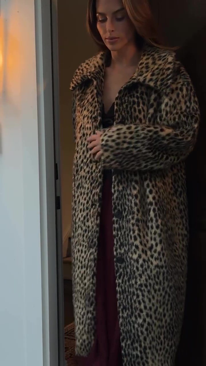 Designer leopard print winter coat