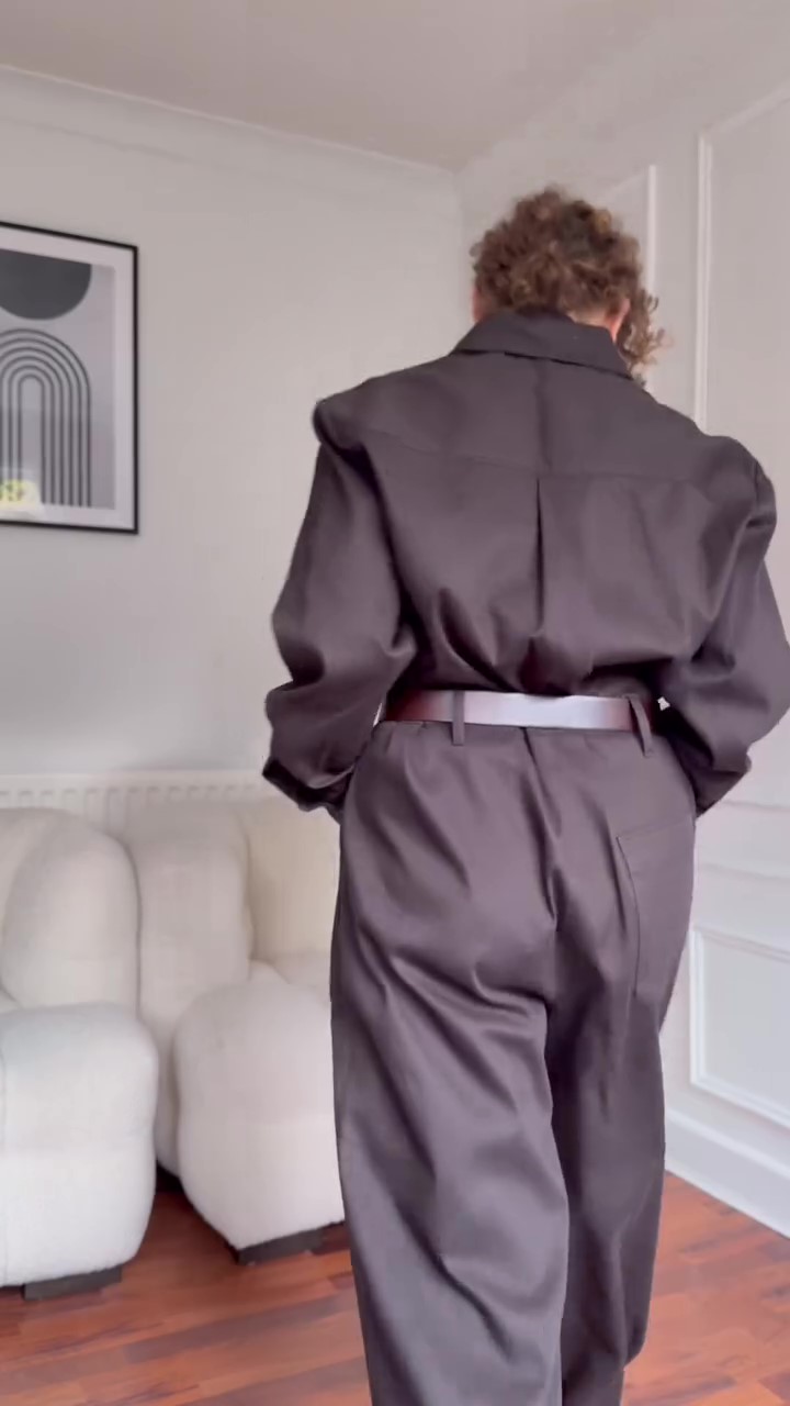 Designer belted work jumpsuit