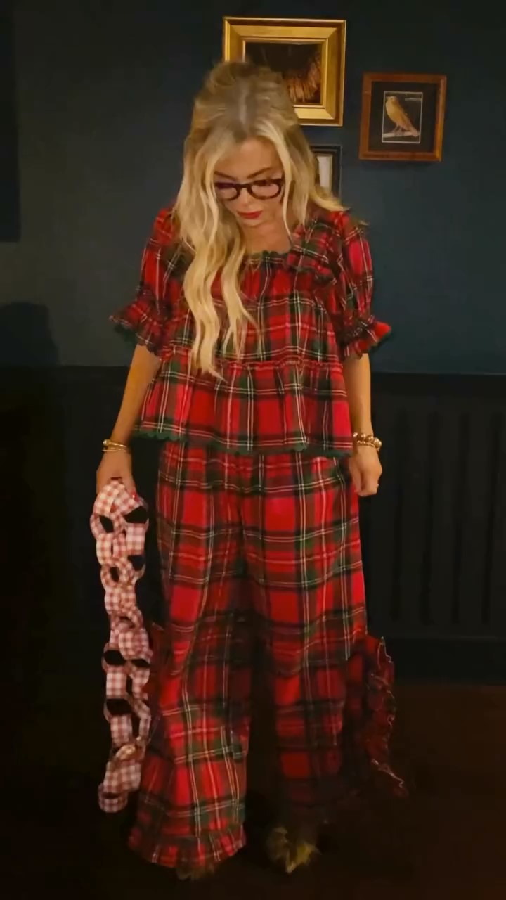 Christmas Red Plaid Suit-Mesadic