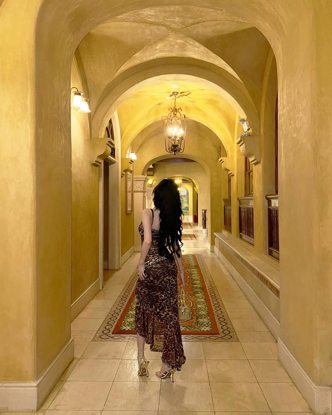 Leopard print maxi fishtail dress