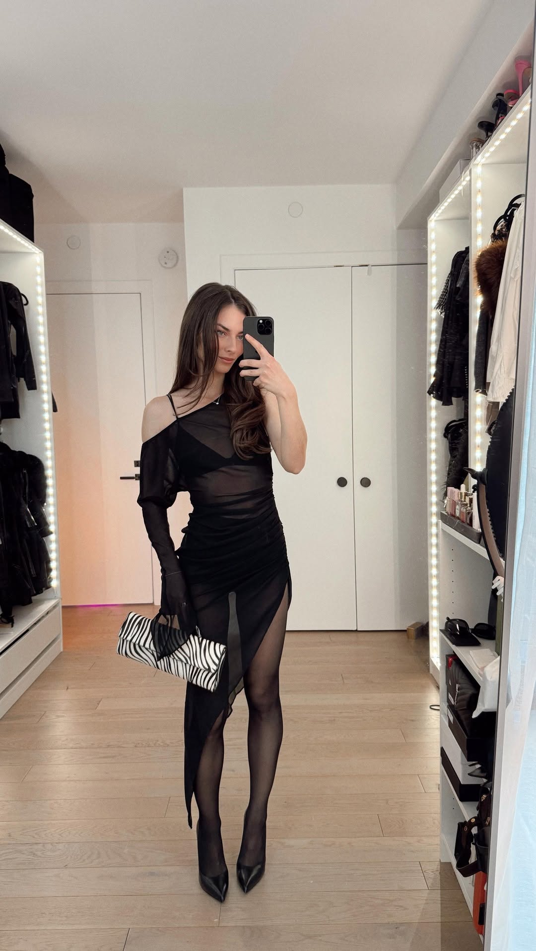 Party Asymmetric Semi-Sheer Mesh Midi Dress