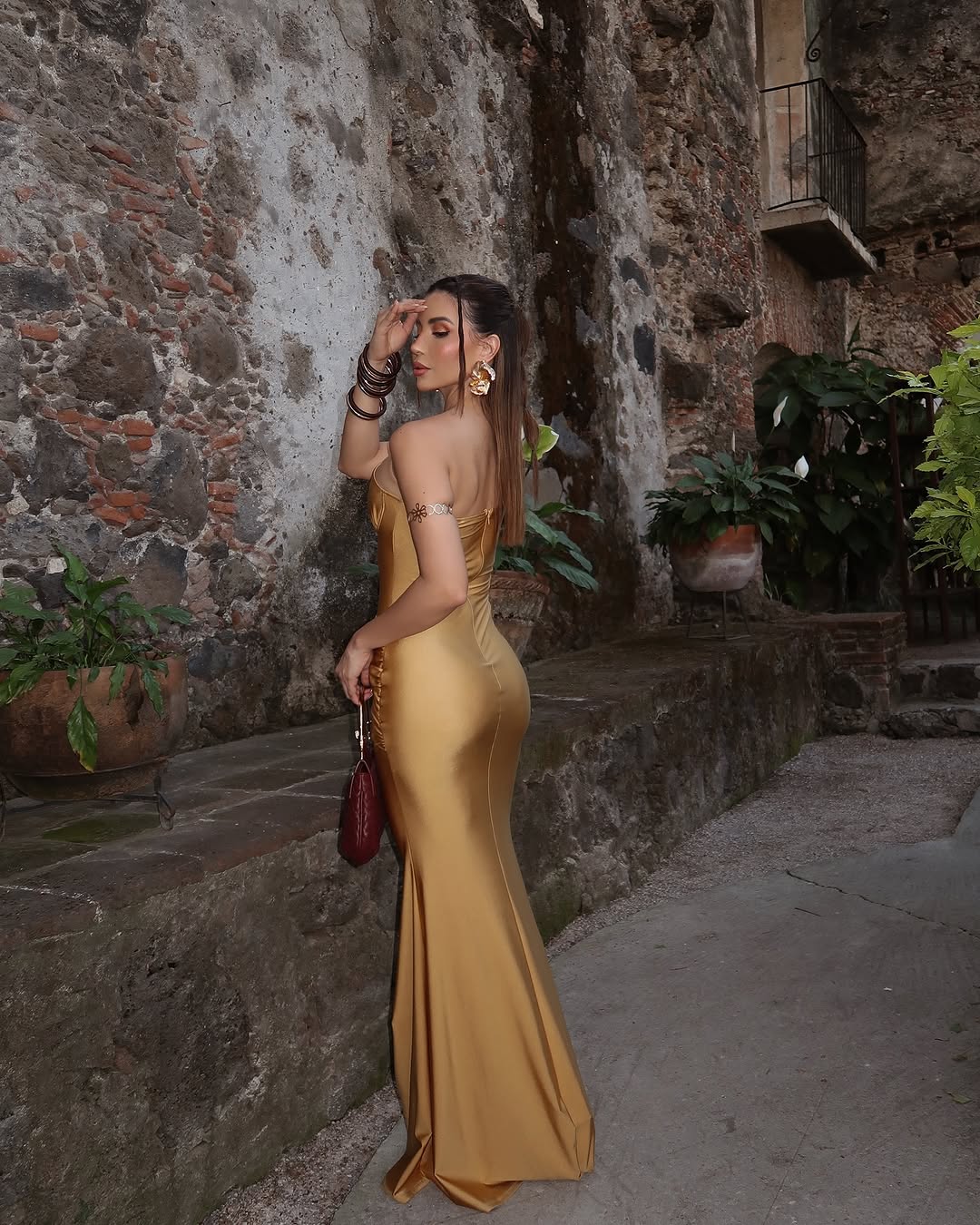 Party asymmetric fishtail maxi dress