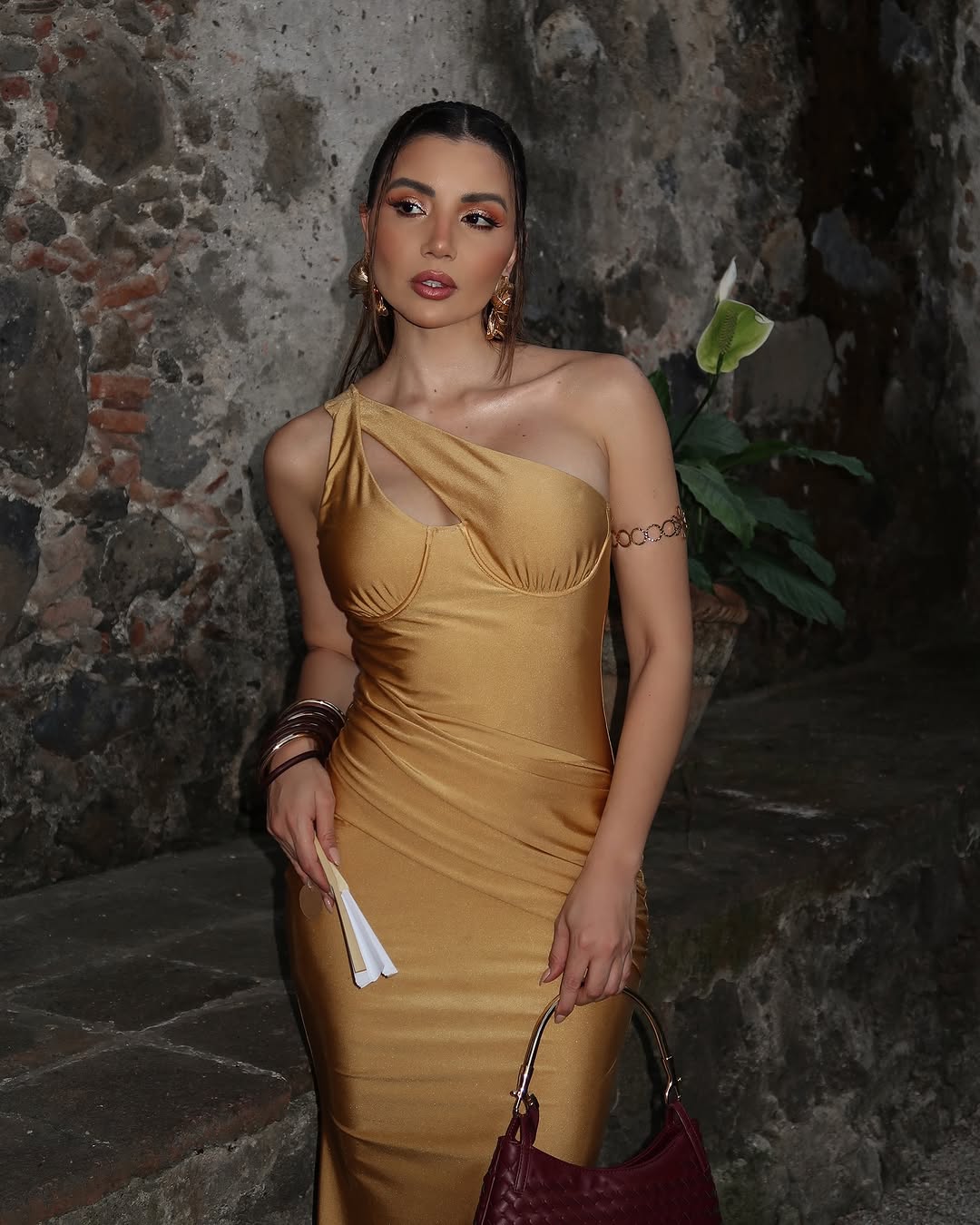 Party asymmetric fishtail maxi dress