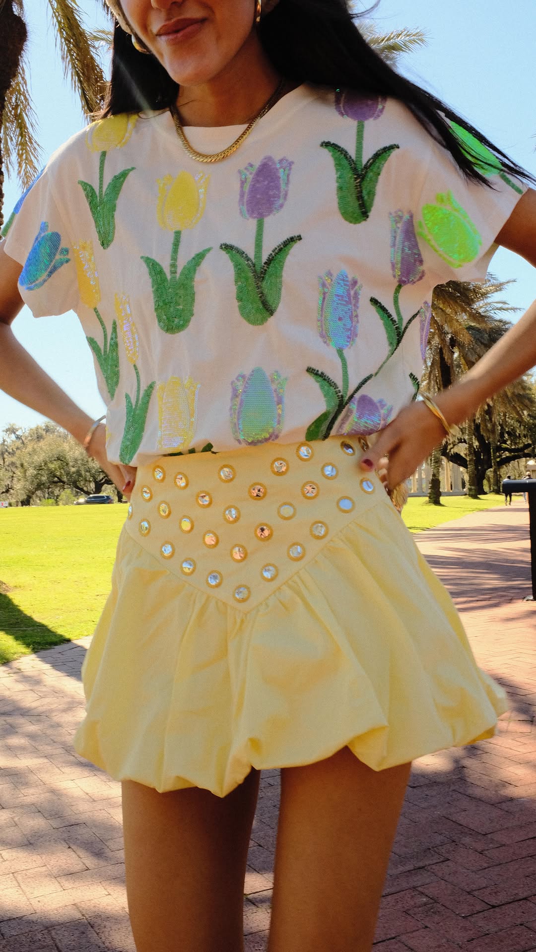 Callistari Cotton suspender mini mirror skirt set - handmade-CALLISTARI