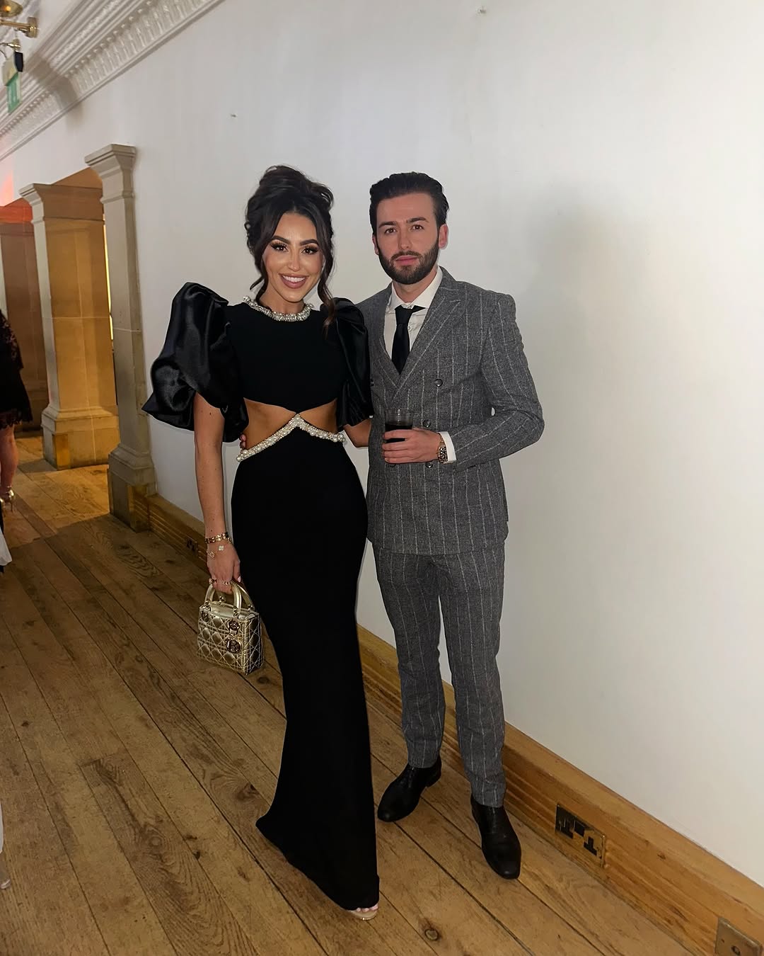 Party Cutout Waistline Diamond Decorated Maxi Dress