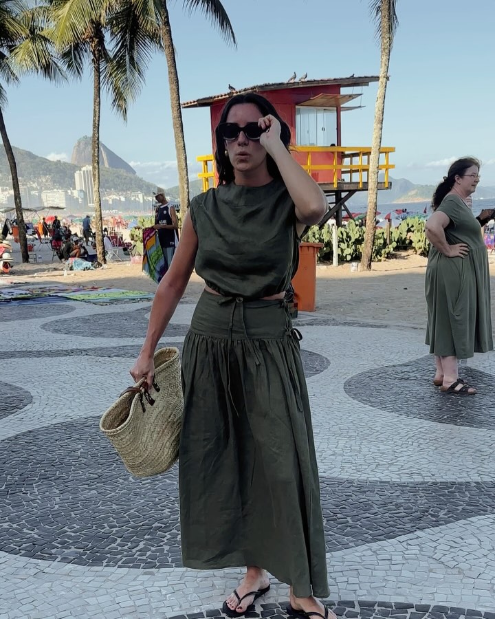 Vacation Linen Skirt Sleeveless Suit