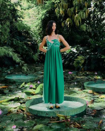 Fish Top Linen Blend Maxi Dress-CALLISTARI