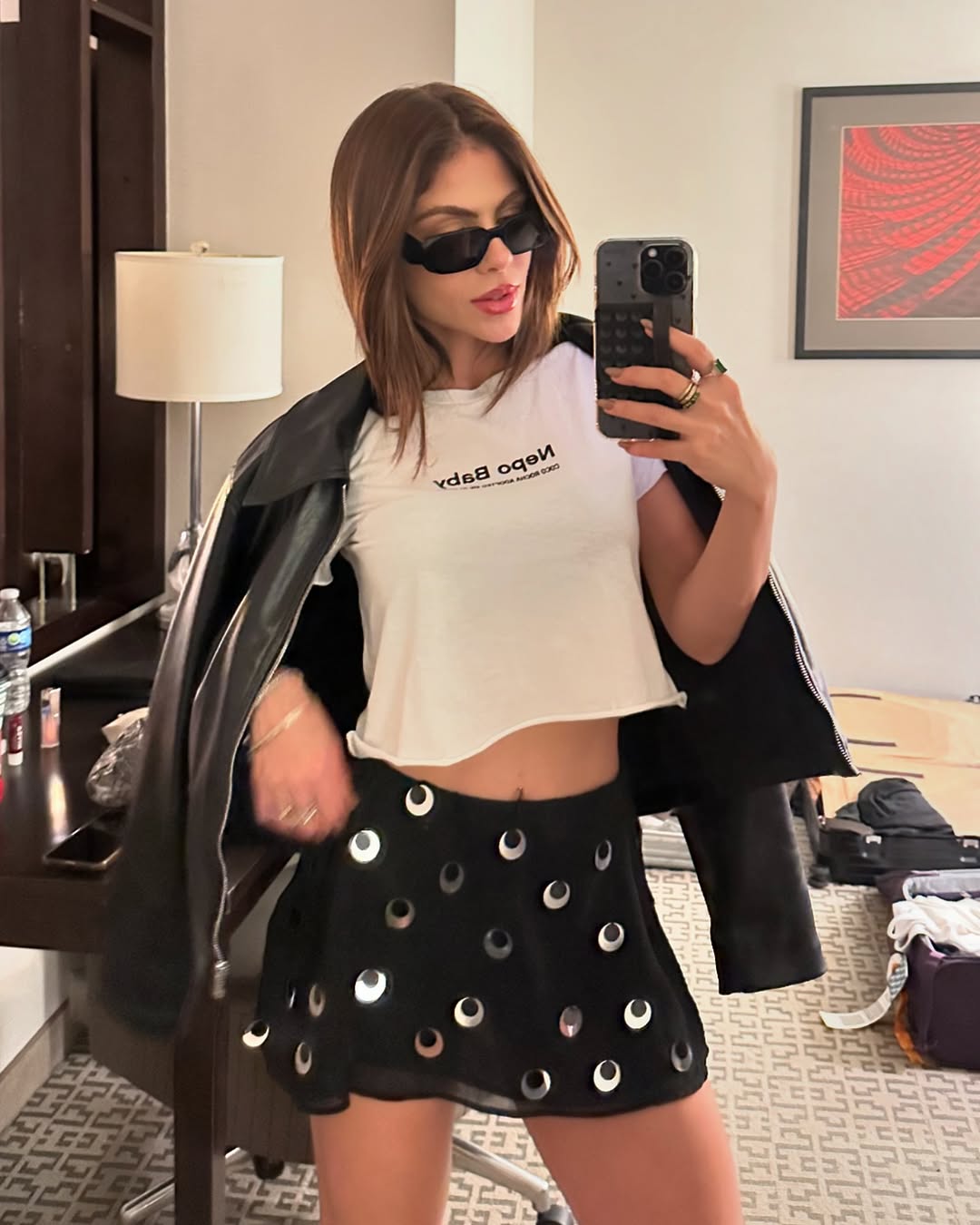T-shirt glitter sequin skirt suit