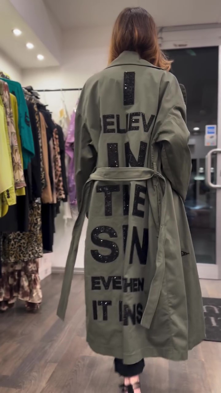 Designer monogram embroidered coat