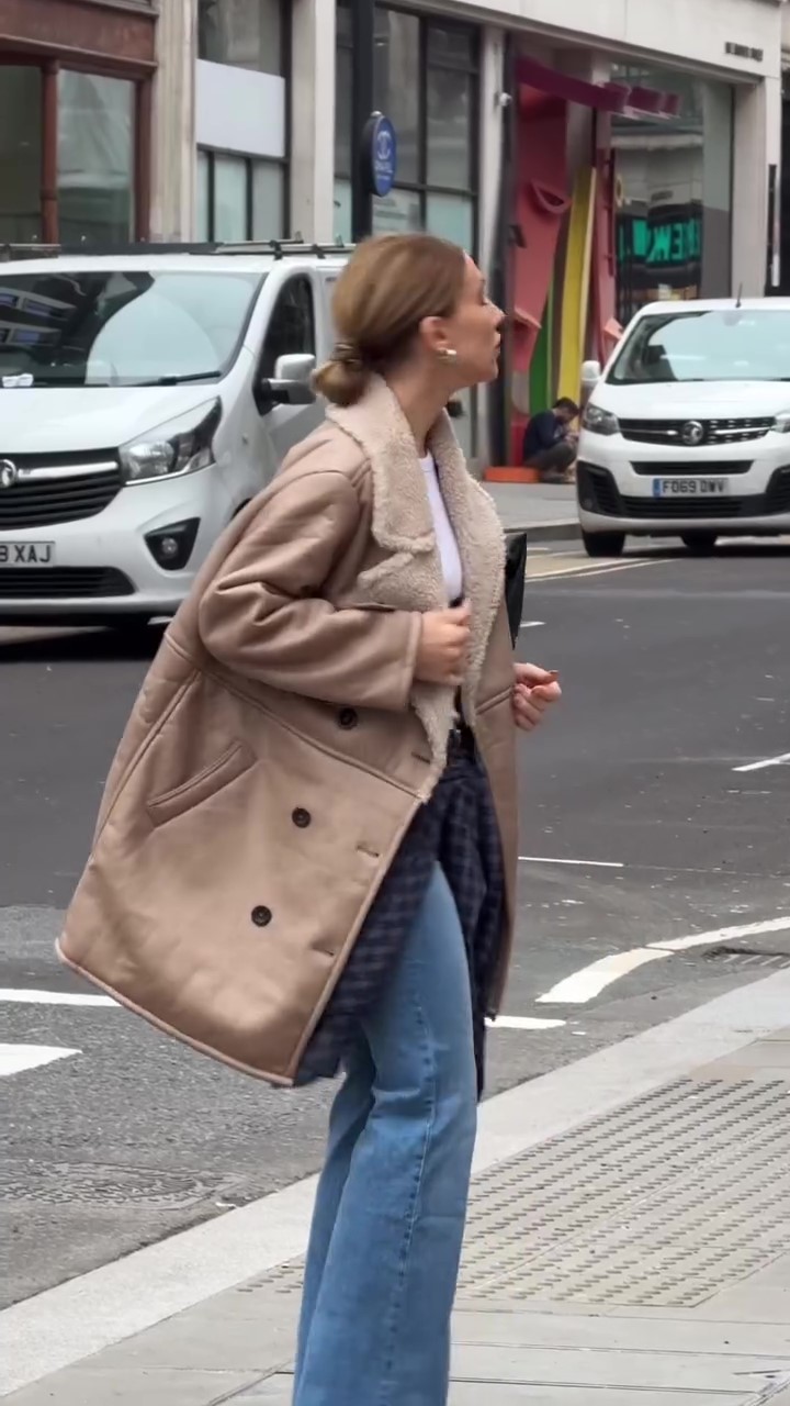 Khaki winter coat fur leather jackets