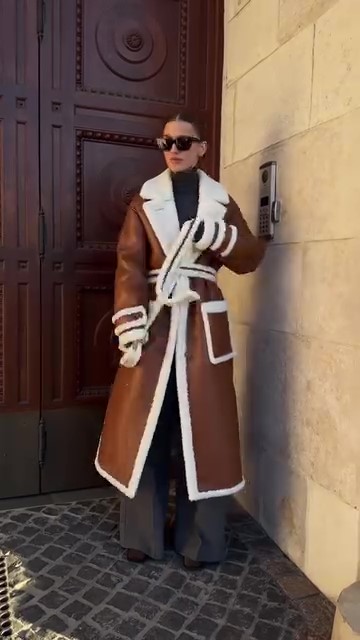 Brown windproof women's winter coat