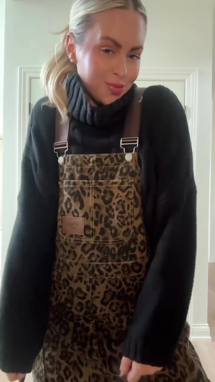 Designer leopard print overalls trousers